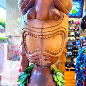 2 LARGE POS TIKI GOD WOODEN SCULPTURES FROM WAIKIKI, HAWAI’I